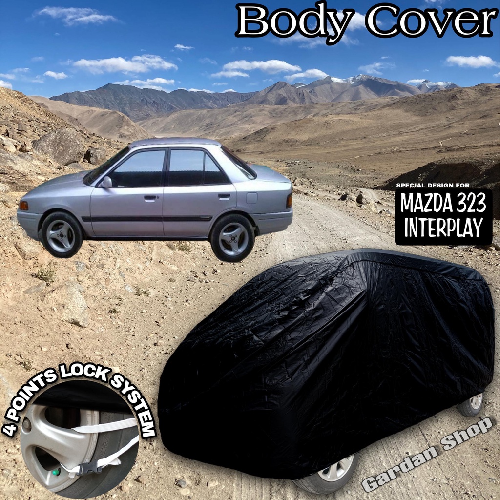 Sarung Mobil MAZDA 323 INTERPLAY Hitam POLOS Body Cover Mazda 323 Interplay Full Black