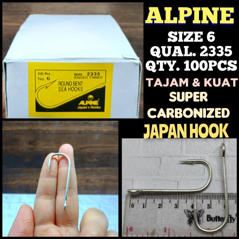 ALPINE SIZE 6 QUAL.2335 QTY.100 SUPER CARBONIZED KAIL ALPINE KAIL KUAT PANCING KARBON HOOK KAIL JEPA