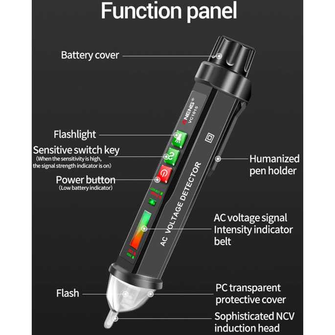 Tester Pen Non Contact AC Voltage Detector 12 - 1000 V Tampilan LCD Anti Listrik Desain Kecil Portable Berkualitas