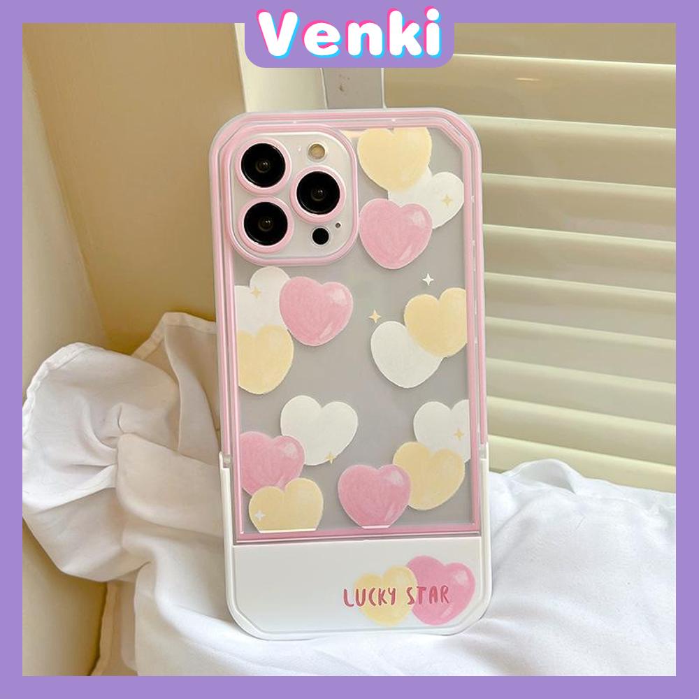 iPhone Case Acrylic Invisible Folding Stand Silicone Soft Case Airbag Shockproof Cover Camera Pink Heart Cute Compatible For iPhone 11 Pro Max 13 Pro Max 12 Pro Max 7Plus xr XS Max