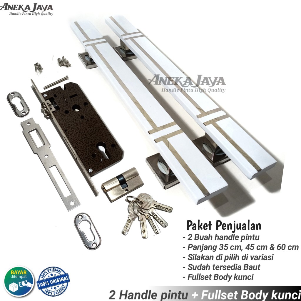 1 Satu Set Handle Kunci Pintu Rumah Panjang 35 cm 45 cm 60 cm / Gagang Pintu Rumah  Stainlees steel