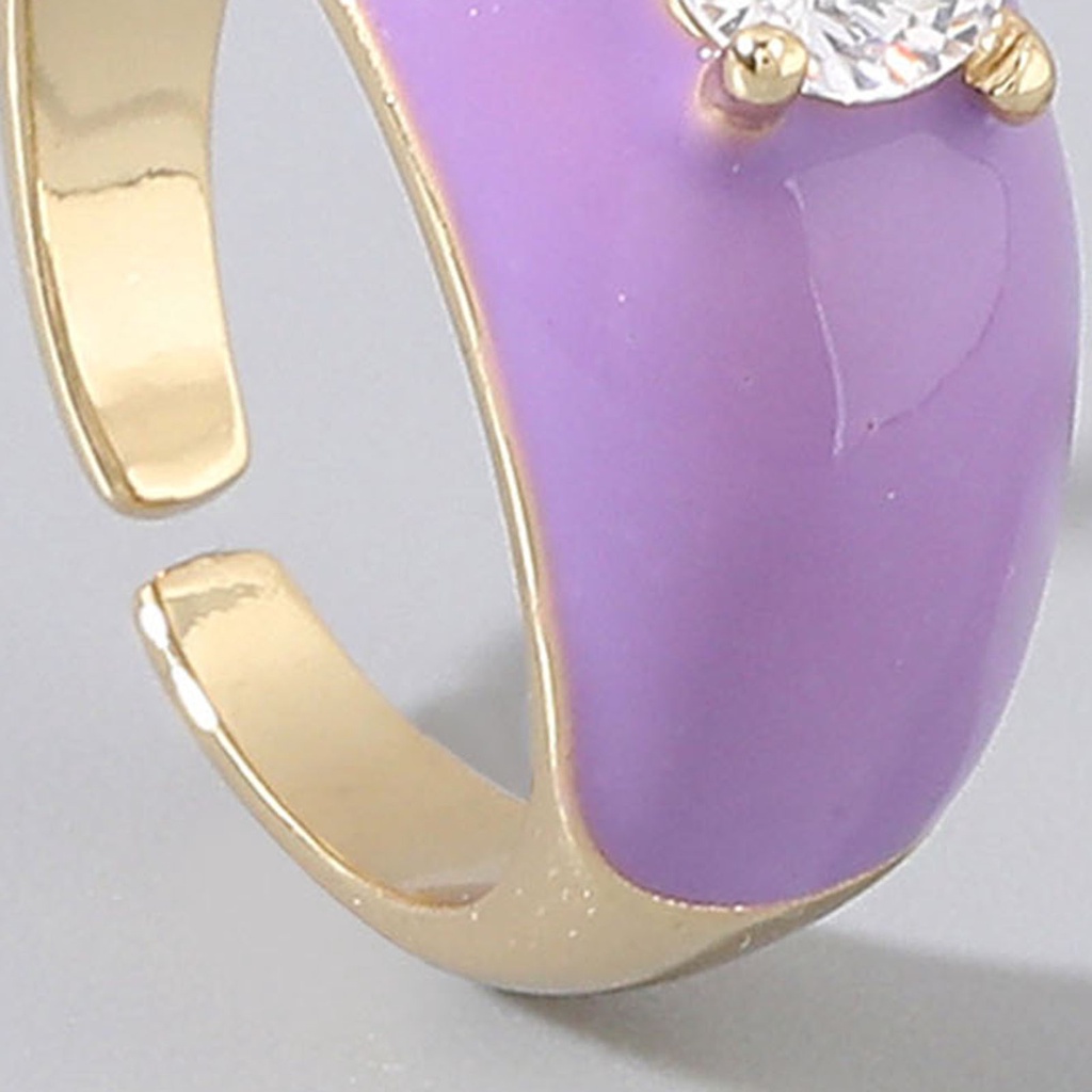 Hu Hu Hu Hu Hu Alat Bantu Pasang Kacamata♡ Cincin Model Terbuka Bahan Tembaga Hias Berlian Imitasi Warna Warni Untuk Wanita