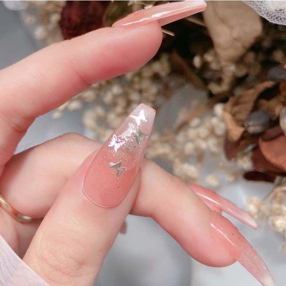 AUGUSTINA Agustina Glitter Nail Sequin Nail Art Perhiasan Ins Gaya Cinta Hati Bulan Cermin Kuku Sequin Nails Flakes Slice