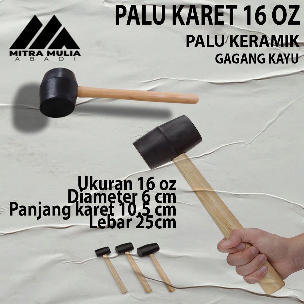 PALU KARET GAGANG KAYU 16 OZ GAGANG KAYU RUBBER HAMMER