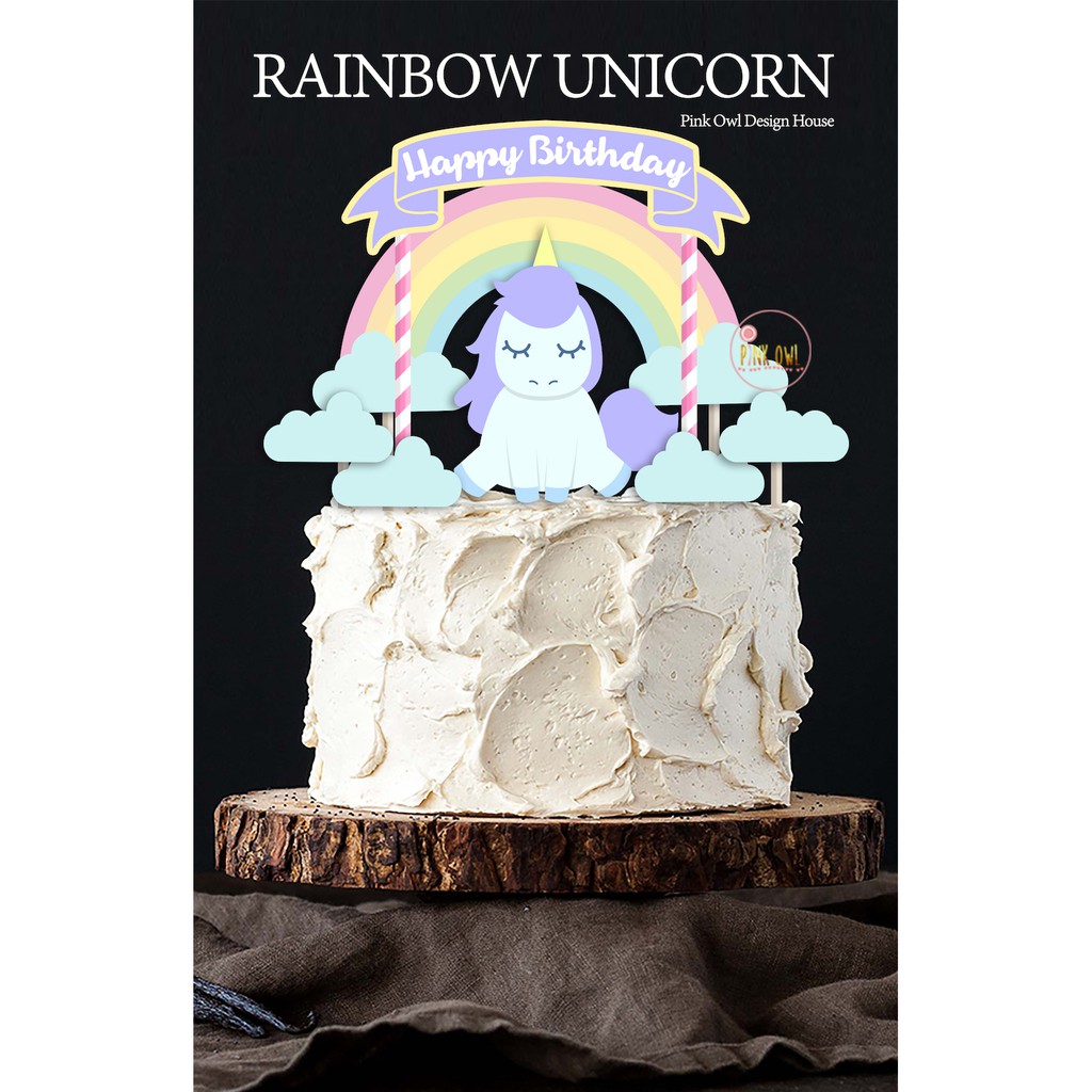 Rainbow Unicorn Cake Topper