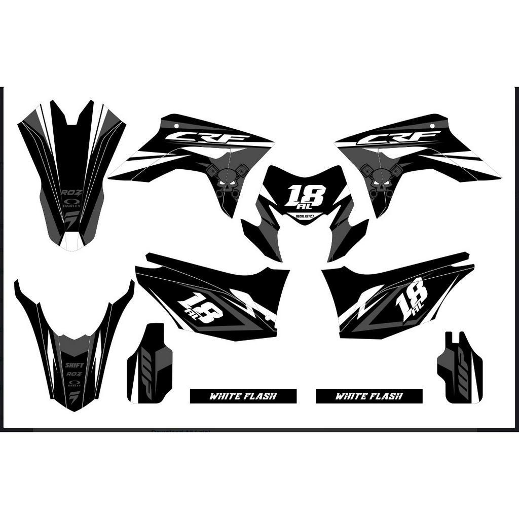 decal crf 150 l full body hitam silver list putih