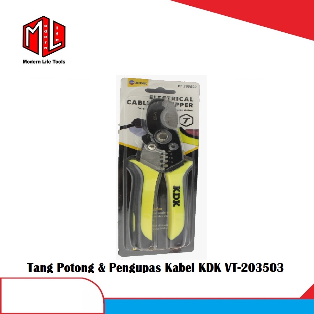 Tang Potong dan Kupas Kabel Dual Cable Cutting Stripping 7inch KDK