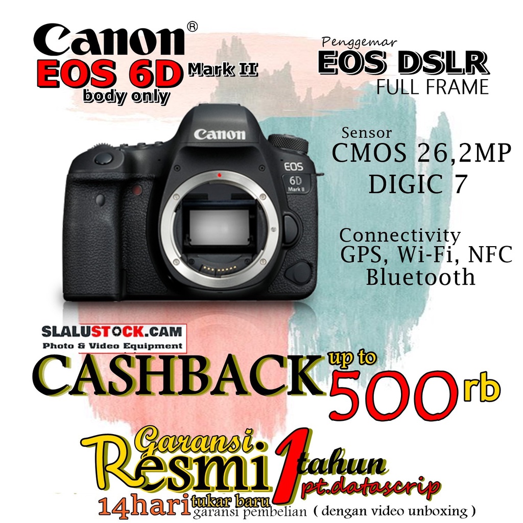 Canon Eos 6D Mark II Body Only - DSLR Canon 6D Mark 2 BO - Garansi Resmi