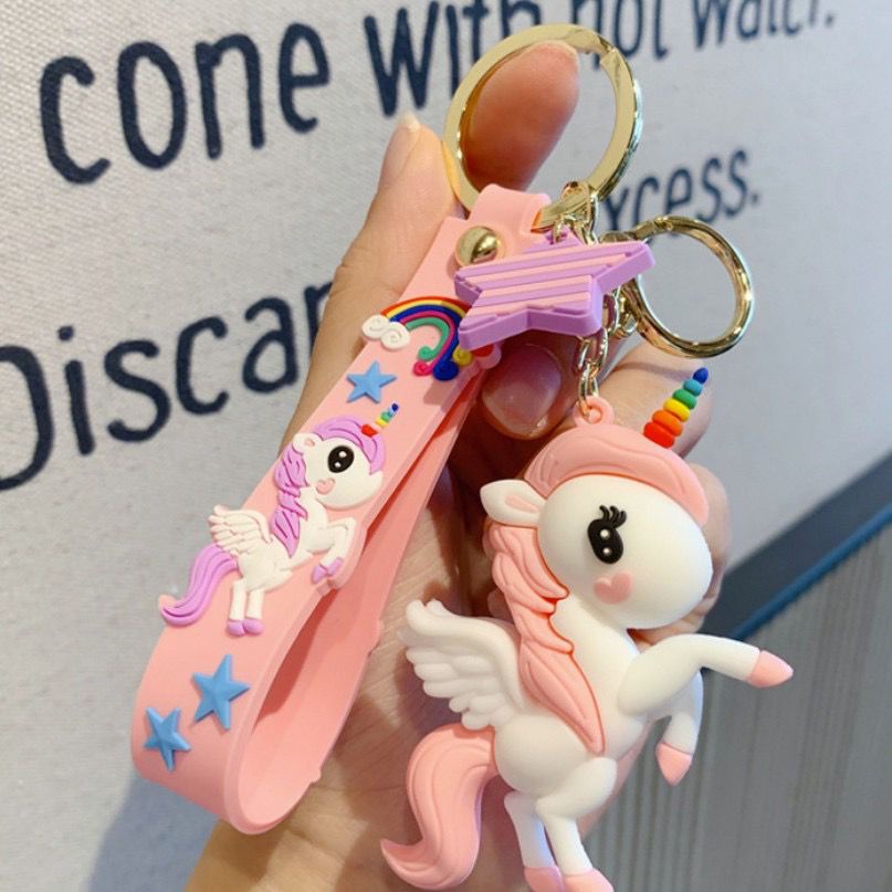 Gantungan Tas Unicorn dengan Motif Sayap Tas Sekolah Kunci Anak Cewek