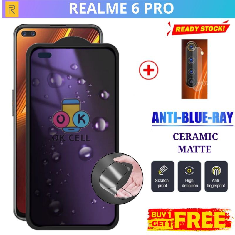 2in1- Tempered Glass Ceramic Anti Blue Matte Light Realme 6 Pro - TG Anti Gores Radiasi Realme 6Pro