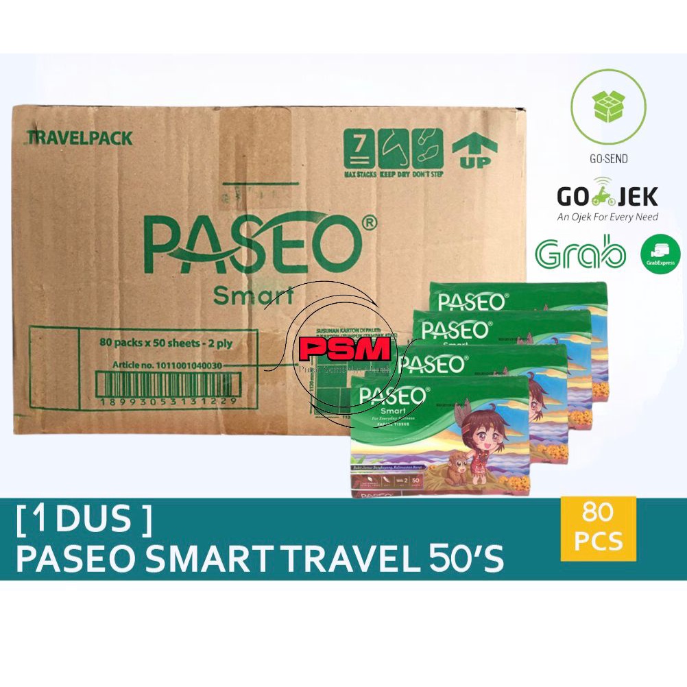 PSM ~ GROSIR TISSUE PASEO TRAVEL PAX 50 SHEET HARGA 1 DUS ISI 80 PAX TISU PASEO 1 DUS