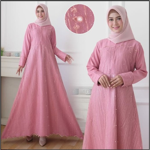 Gamis Brokat Shelena Bahan Brokat Corneli Hq Full Furing Fit To L Xl