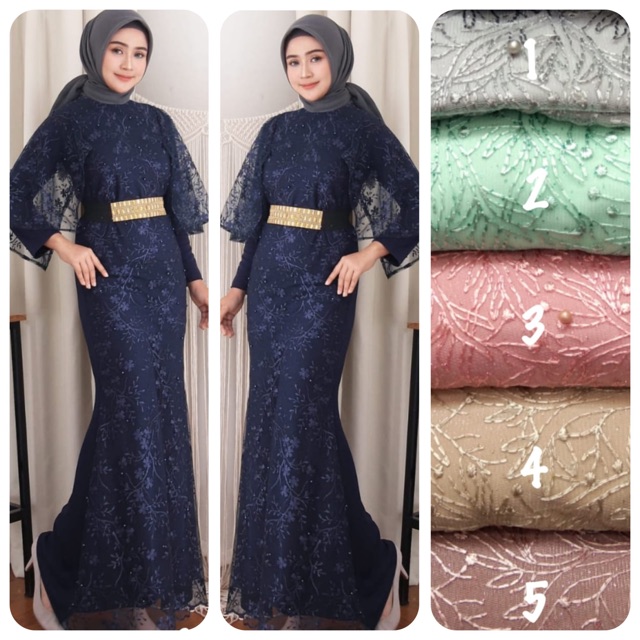 3G style # 2659 Gamis duyung scuba polos kombinasi tile bordir free belt
