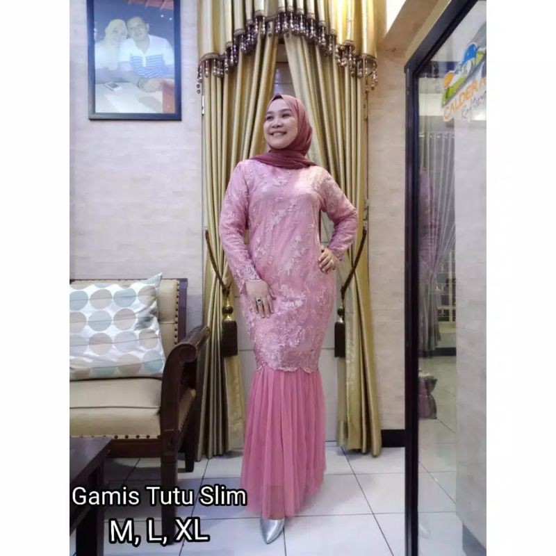 GAMIS TUTU SLIM (FULL TILE ) / DRES DUYUNG / DRESS BROKLAT TILE / BISA SERAGAM (ADA SIZE JUMBO)