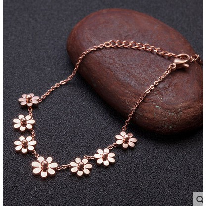 Gelang Kaki Titanium Daisy Korea Import Cocok Hadiah GCK017 motif bunga