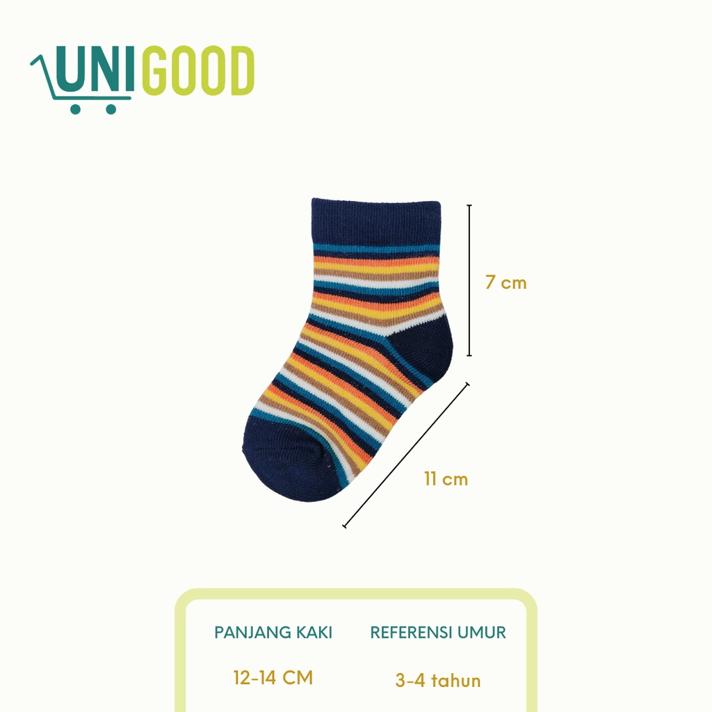 UNIGOOD - Kaos Kaki Anak 3-4 Tahun Premium Cotton Kids Socks Bahan Tebal