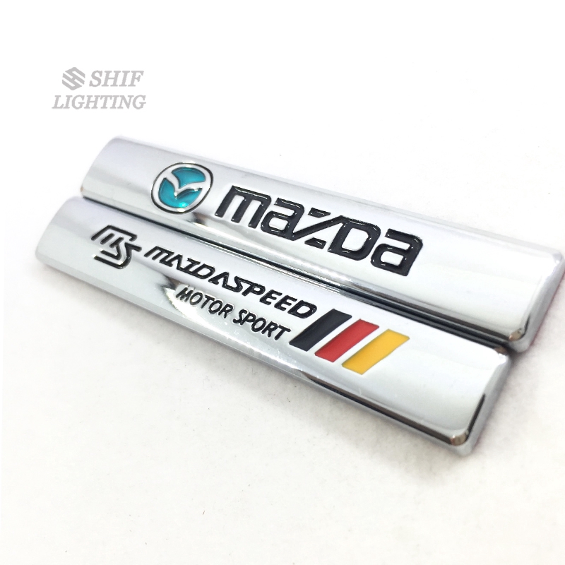 1Pc Stiker Emblem Fender Mobil Mazda MS Logo Mazda Bahan Metal untuk Mazda