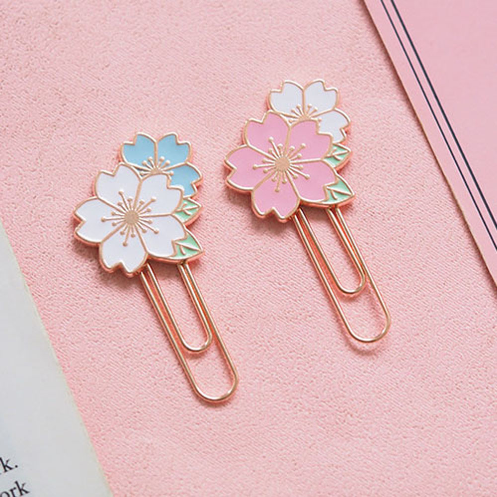 LANFY Durable Bookmark Simple Student Supplies Stationery Gift Paper Clip Colorful Decor Metal Sakura School Office Supplies