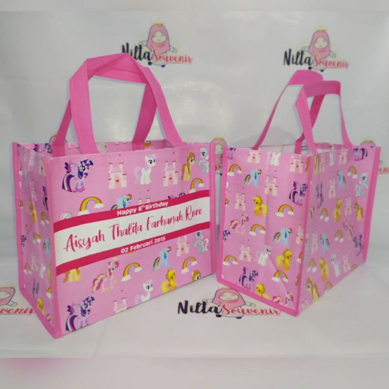 tas model full printing souvenir ulang tahun anak terbaru-Hanya nama yg ultah