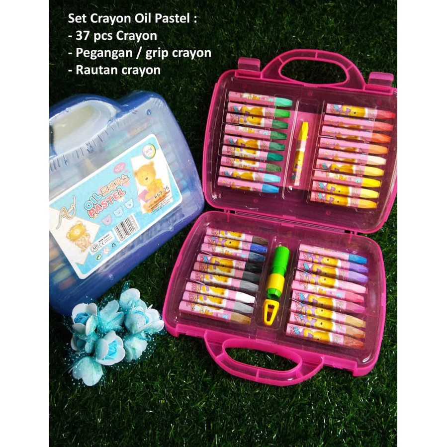 

Set Crayon Oil Pastel 36 Warna aman untuk Anak + Grip & Rautan crayon