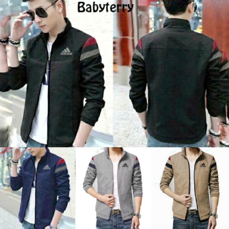 JAKET ADIDASS WARNA HITAM DONGKER ABU COKLAT SUSU BAJU COWOK KOREA BTS BUSANA LAKI LAKI PAKAIAN LENG