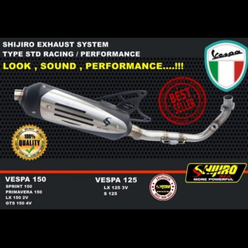 knalpot standar racing vespa matic 150 shijiro racing original