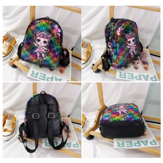 Tas Sekolah Anak Perempuan Karakter LED Ransel Import BackpacK Tas Sequin Multifungsi Tas Selempang Anak Sequin 3D Azgalery T159