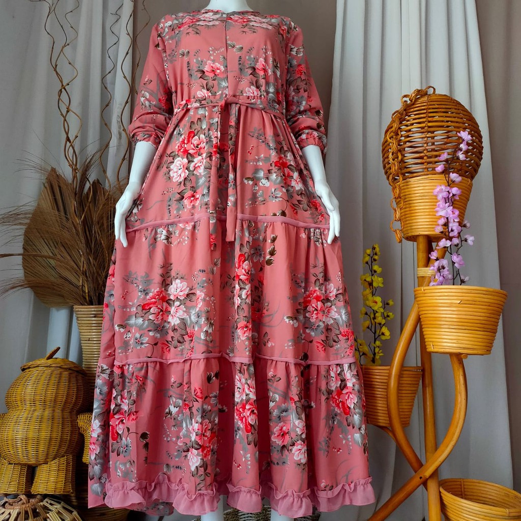 GAMIS MONALISA PREMIUM PLAT SUSUN MOTIF SAKURA TERBARU/GAMIS SULTAN MONALISA PREMIUM PLAT SUSUN