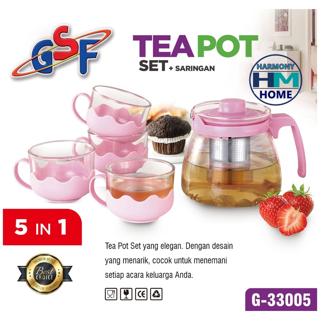 TEAPOT SET SARING/teko teh saring set 5in1 GSF G-33005