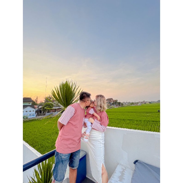 TUKUBUU - Mixi Dusty Rose Family Set / Kaos Busui Colorblock / Kaos Anak Colorblock