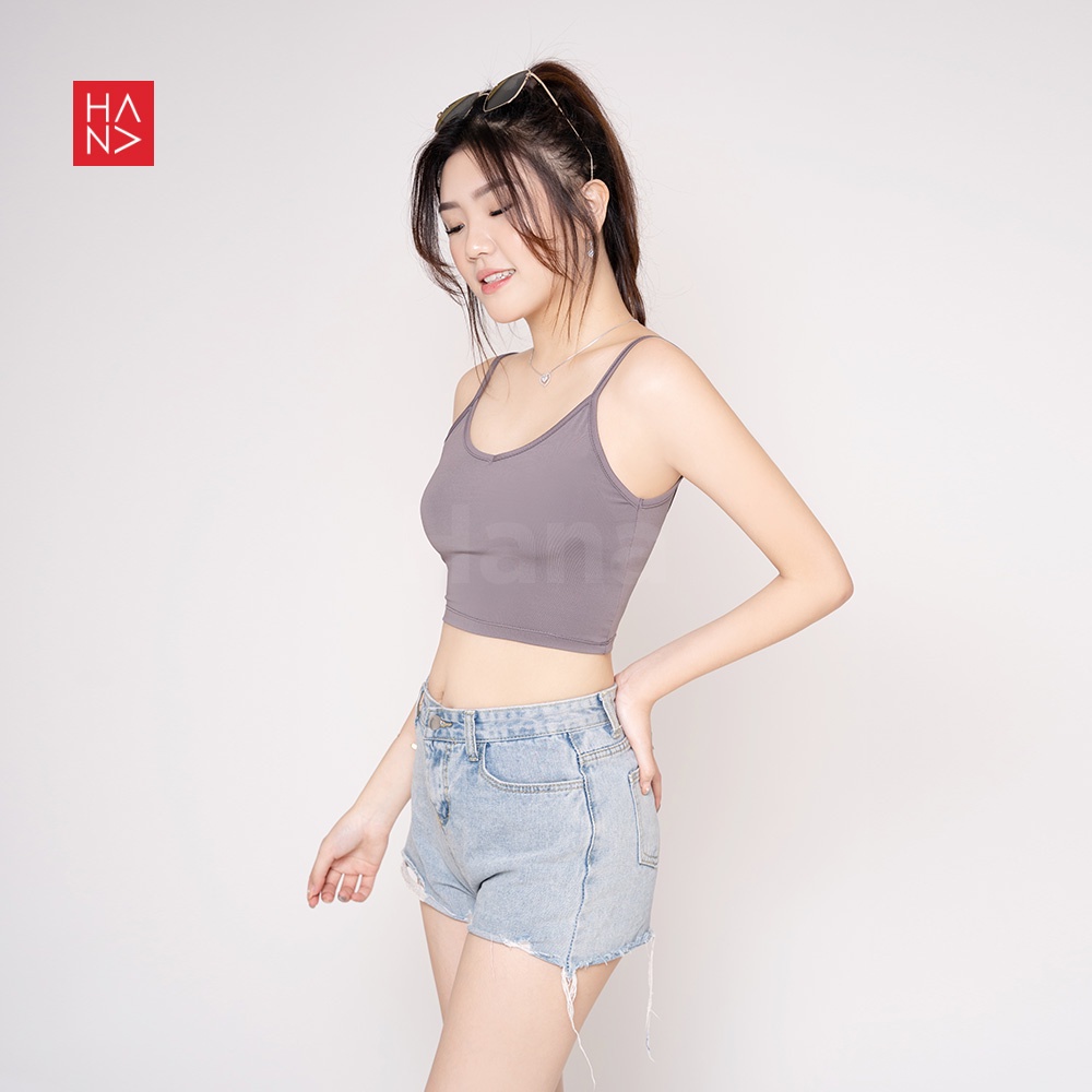 (COD) HanaFashion - Aurora Basic Tank Top Crop S - XL Wanita - TT035-Dark Grey