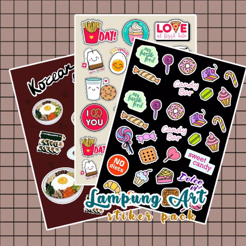 Food Sticker Pack multifungsi, cute