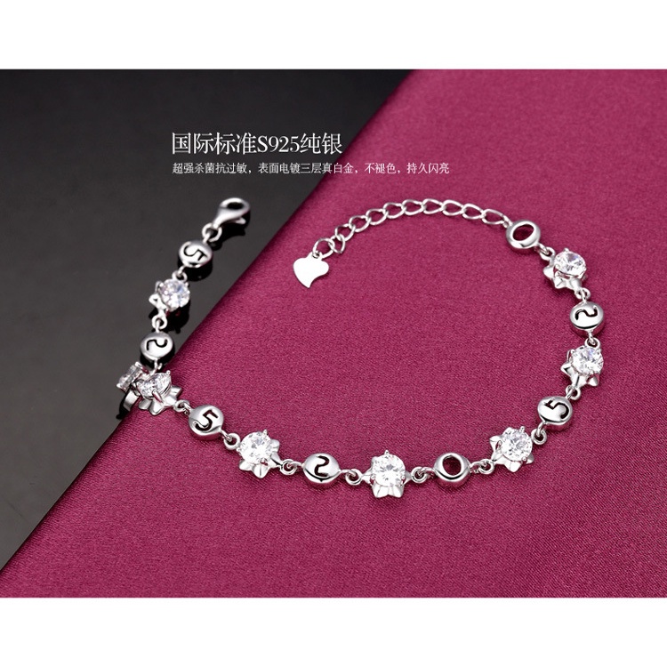 Gelang Bahan Silver Plated 925 Desain I Love You 520 Gaya Korea Untuk Wanita