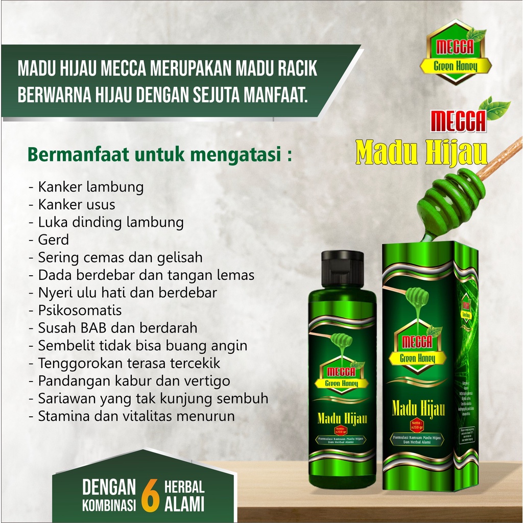 Mecca Green Honey/Madu Hijau Herbal Asam Lambung/Maag/GERD 210 gram