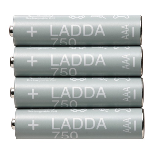 LADDA Baterai yg dapat diisi ulang 4 pcs HR03 AAA 1.2V 750 mAh