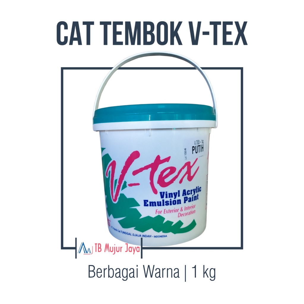 Cat Tembok V-Tex untuk Interior dan Exterior Berbagai Warna 1 kg