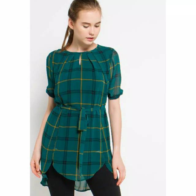 POINT ONE Laureta Blouse Green ori by POINT ONE