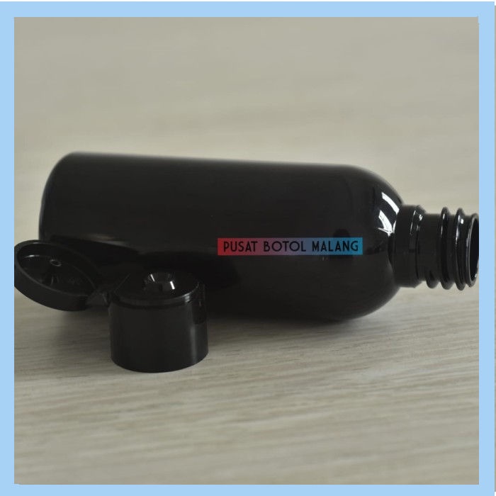 Botol Plastik Pet 60Ml Fliptop ( Hitam Hitam )