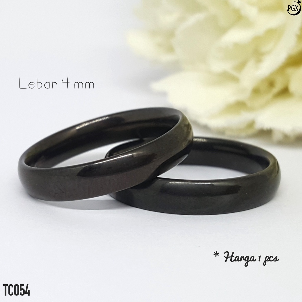 PGX Cincin Titanium Couple Silver Tunangan Aksesoris Fashion Perhiasan Anti Karat - TC054