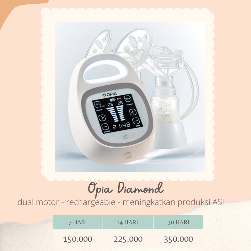 Sewa Pompa ASI Opia Diamond (kirim dari Bandung)