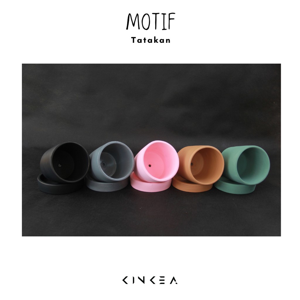 

FREE Ongkir+Bubble Wrap+Dus - KINKEA Pot Motif Plus Tatakan - 15 cm