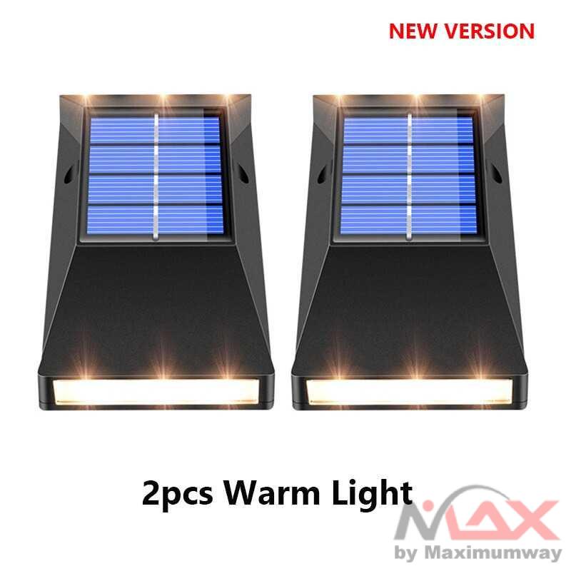 Lampu Pagar Tenaga Surya (harga untuk 2pcs) Hidup Nonstop 10 Jam saat malam lampu tembok Lampu Taman Solar Panel Everso Lampu Solar LED Outdoor Wall Warm White 2 PCS Waterproof - L30 solar light garden solar led light outdoor garden decoration outdoor