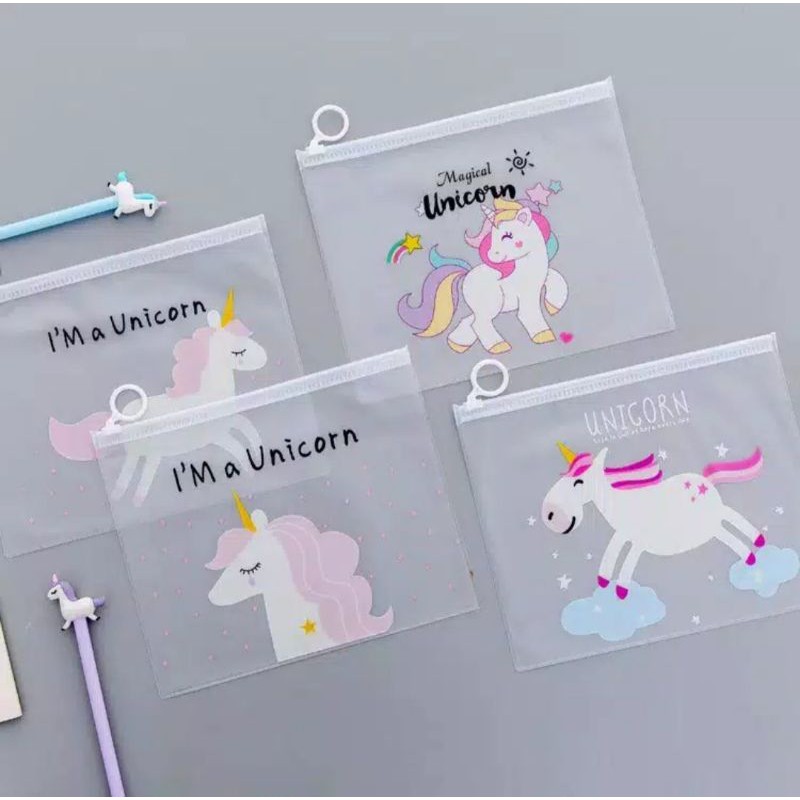 

[RT] TEMPAT PENSIL TRANSPARAN MOTIF UNICORN | STORAGE BAG UNICORN