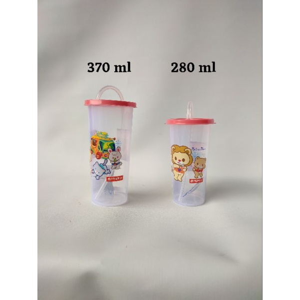 Gelas Tutup Dengan Sedotan Lion Star 370 ML Botol Gelas Tempat Minum Dengan Sedotan