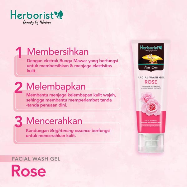 [FACIAL WASH ROSE] [80gr] Herborist Facial Wash Gel (Sabun Wajah) Rose 80gr | Sabun Cuci Waja | Pembersih Wajah Mawar_Cerianti