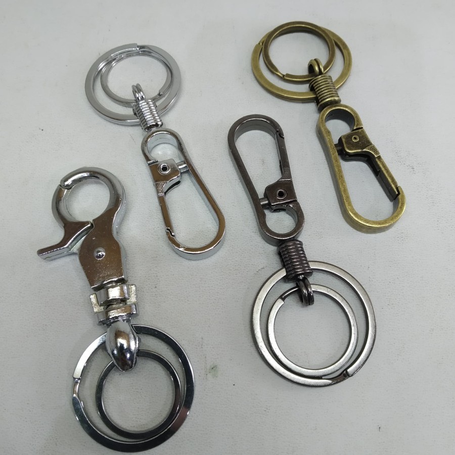 Gantungan Kunci Stainless Chrome Dobel Ring Dual