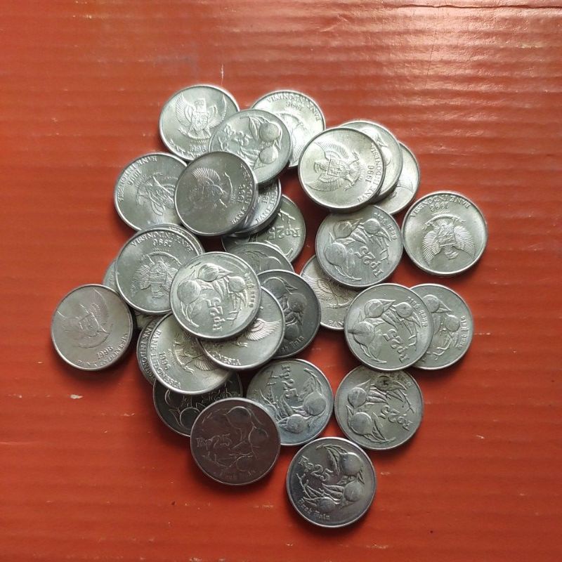 koin kuno 25 rupiah aluminium pala