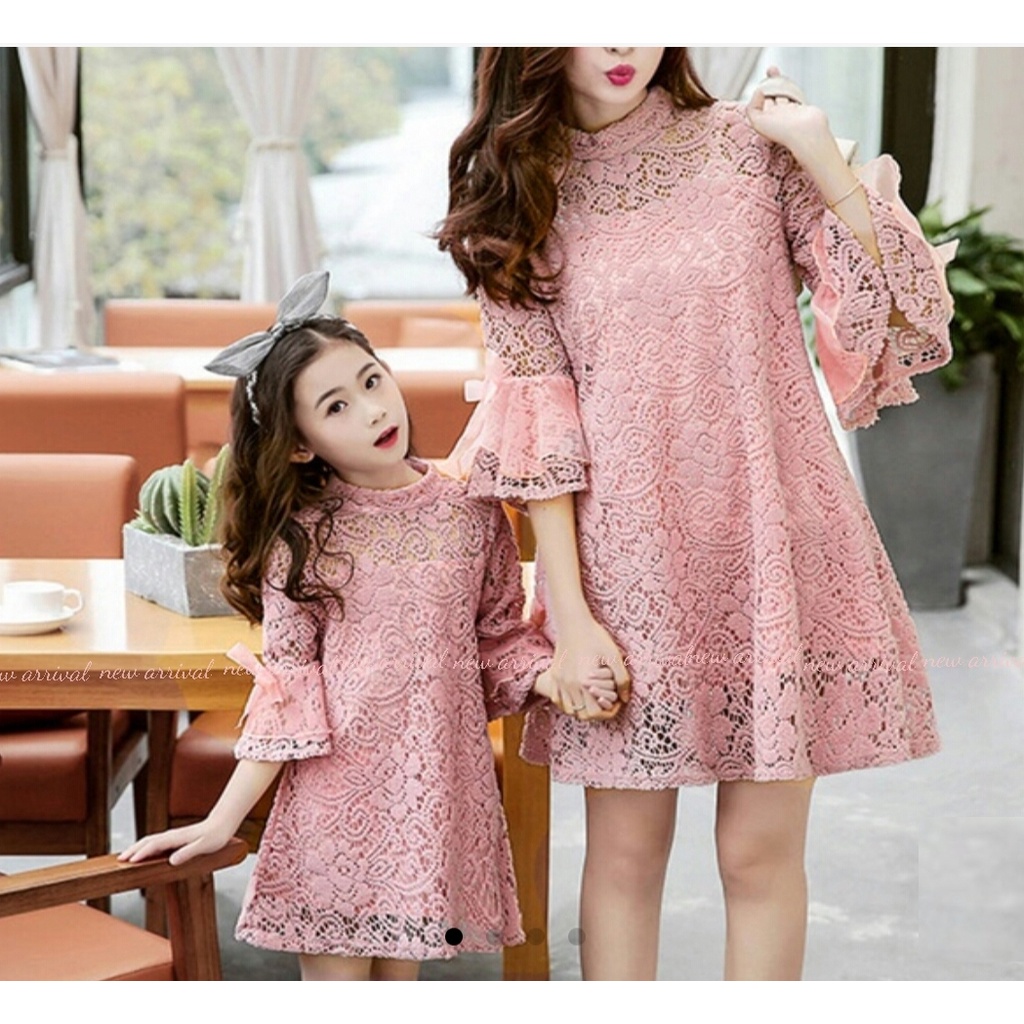 [CP Lacey mom and kid DUSTY VE]Dress couple ibu anak brukat var color