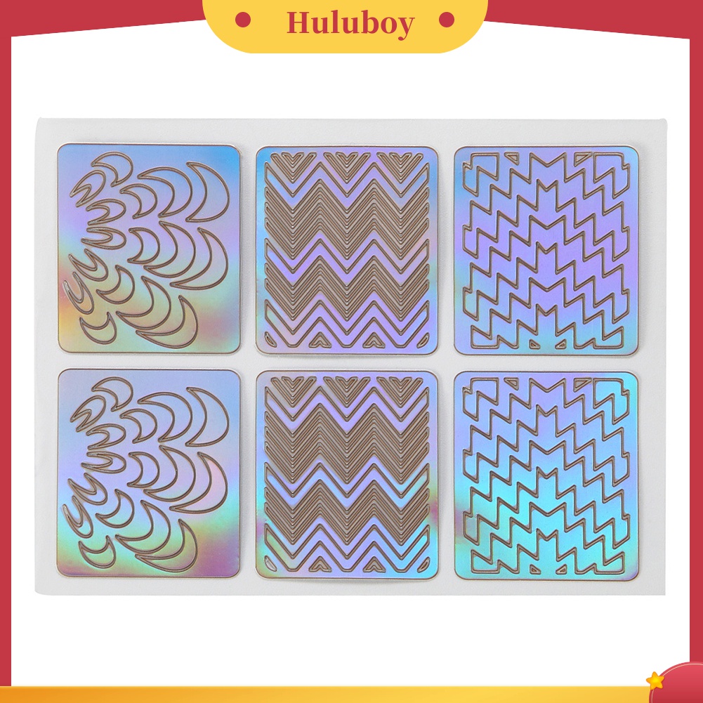 Huluboy Huluboy♡ 6 / 12 / 24 Lembar Stiker Cetakan Stensil Hollow Bahan Vinyl Untuk Nail Art DIY