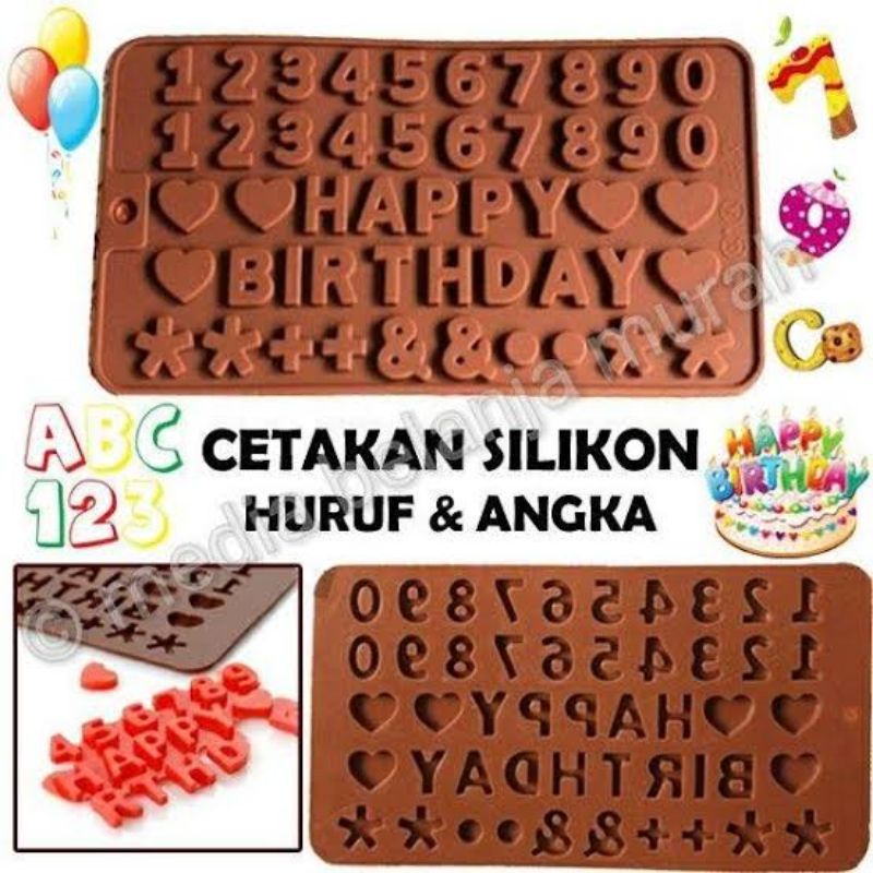 CETAKAN COKELAT SILIKON HURUF DAN ANGKA SILIKON COKELAT